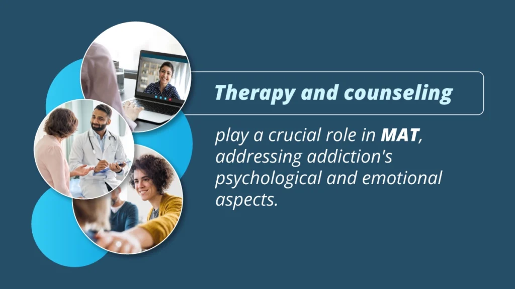 Telehealth therapy, doctor’s visits, and support groups play a crucial role in MAT