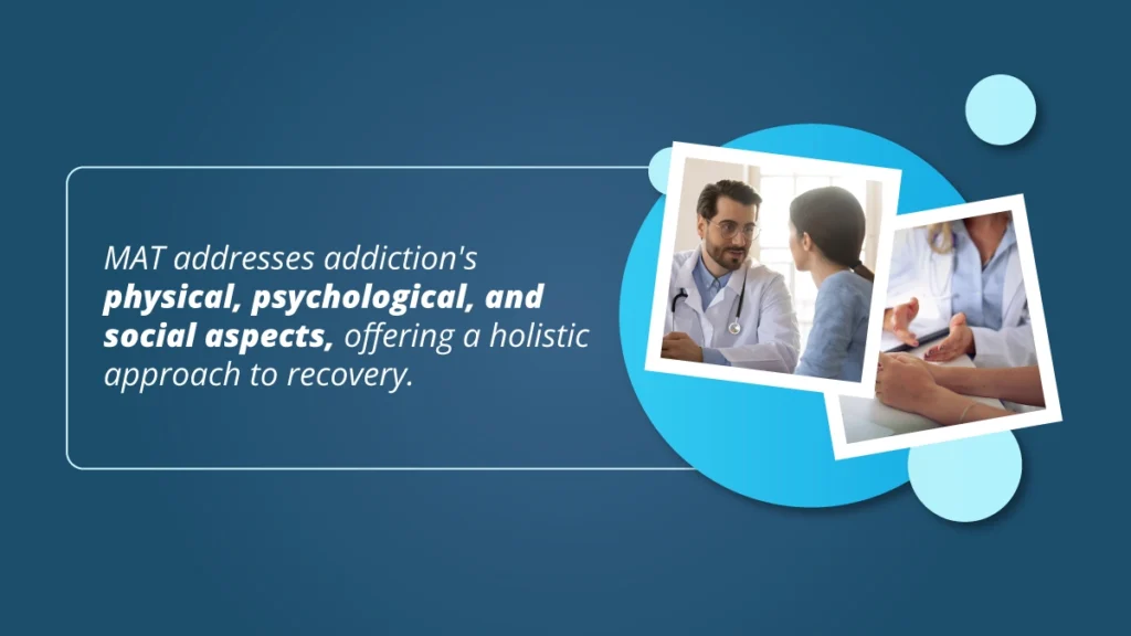 MAT addresses addiction's physical, psychological, and social aspects, offering a holistic approach to recovery
